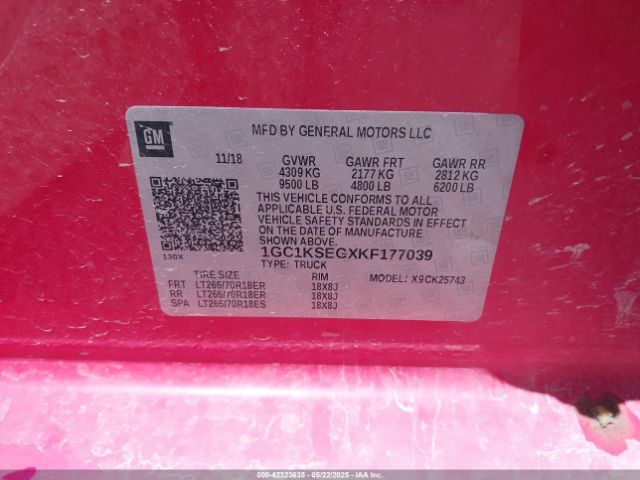 1GC1KSEGXKF177039 Chevrolet l96 - e85 max, iron