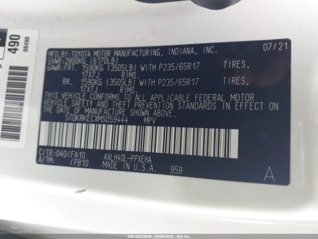 2021 TOYOTA SIENNA 5TDKRKECXMS059444 Photo 8