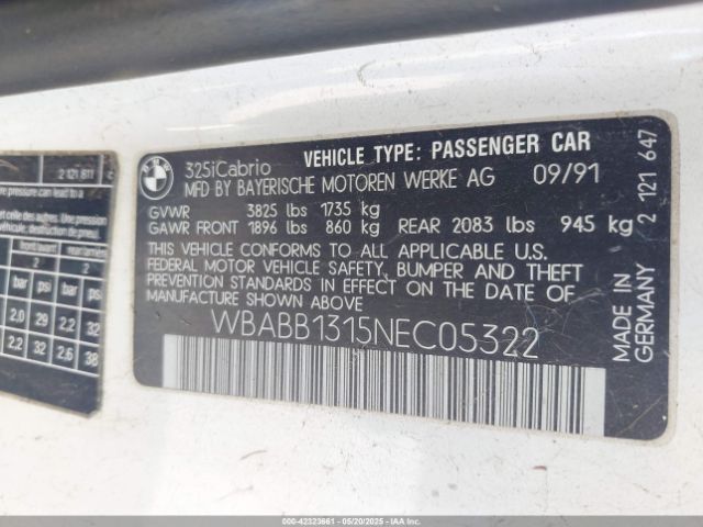 1992 BMW 325 WBABB1315NEC05322 Photo 8