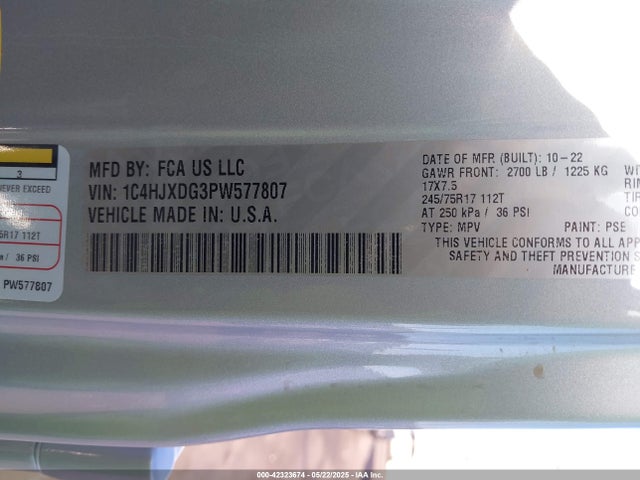 1C4HJXDG3PW577807 Jeep 2023