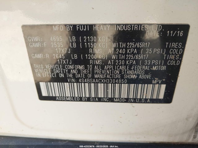 4S4BSAACXH3304850 Subaru Outback 2.5i