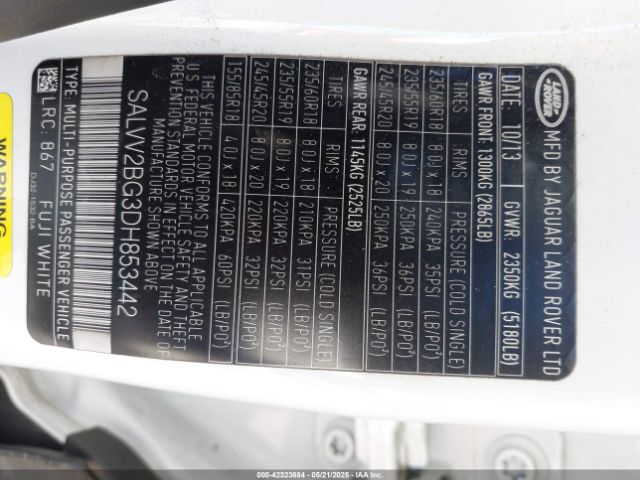 2013 LAND ROVER RANGE ROVER EVOQUE SALVV2BG3DH853442 Photo 8