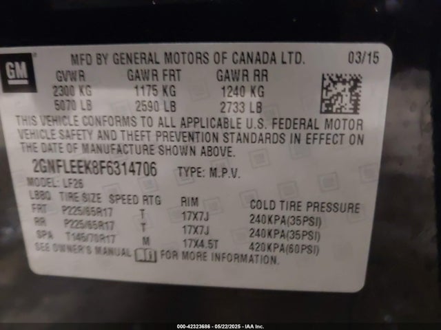 2GNFLEEK8F6314706 Chevrolet EQUINOX LS