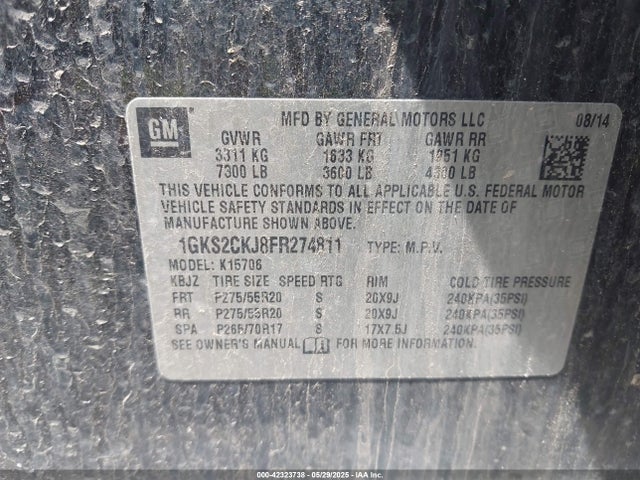 1GKS2CKJ8FR274811 GMC l86 - vvt, afm, e85 max, aluminum