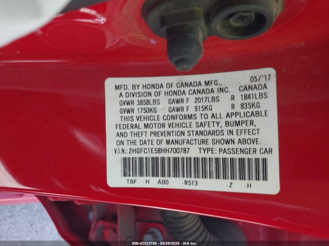 Honda l15b7 2017 2HGFC1E58HH700787 Image 9