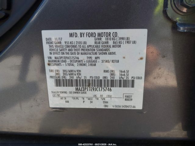 MAJ3P1TE9JC175746 Ford Ecosport Se