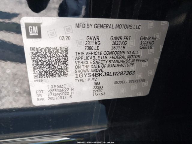 2020 CADILLAC ESCALADE 1GYS4BKJ9LR287363 Photo 8