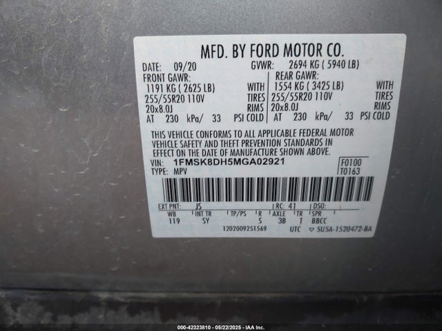1FMSK8DH5MGA02921 Ford 2021