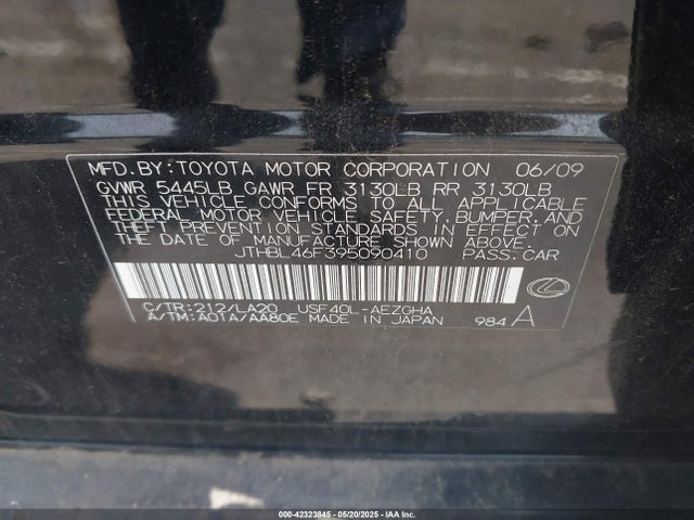 Продажа на аукционе авто 2009 Lexus Ls 460, vin: JTHBL46F395090410, номер лота: 42323845