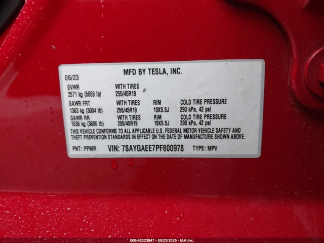 2023 TESLA MODEL Y 7SAYGAEE7PF800978 Photo 8