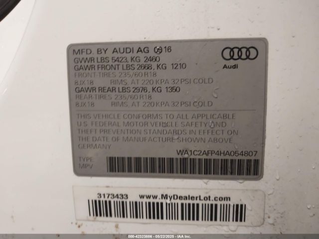 2017 AUDI Q5 WA1C2AFP4HA054807 Photo 8