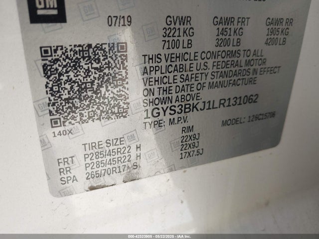 2020 CADILLAC ESCALADE 1GYS3BKJ1LR131062 Photo 8
