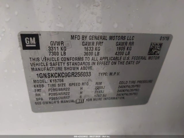 Chevrolet Tahoe Ltz 2016 1GNSKCKC9GR256033 Image 9