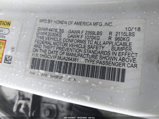 1HGCV1F38JA264361 Honda Accord Sport