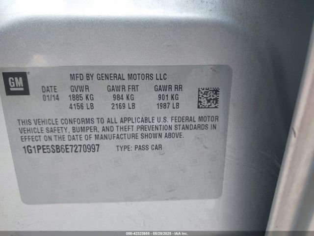 1G1PE5SB6E7270997 Chevrolet Cruze 2lt Auto