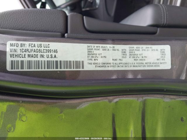2020 JEEP GRAND CHEROKEE 1C4RJFAG6LC399146 Photo 8