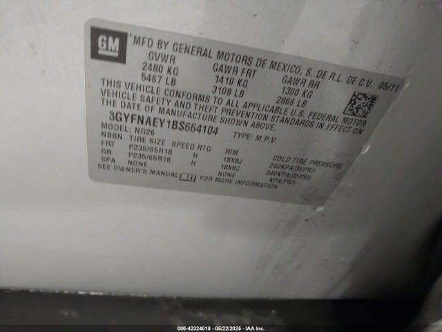 2011 CADILLAC SRX 3GYFNAEY1BS664104 Photo 8