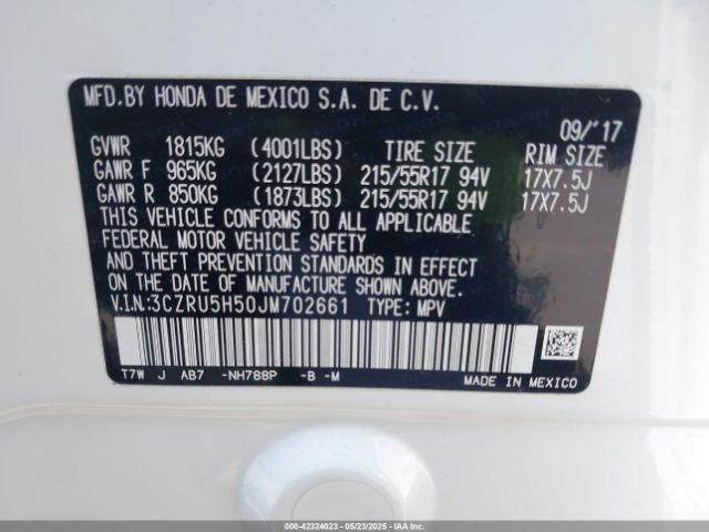 3CZRU5H50JM702661 Honda HR-V EX