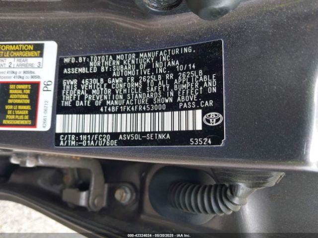 4T4BF1FK4FR453000 Toyota Camry Le/se/xle/xse