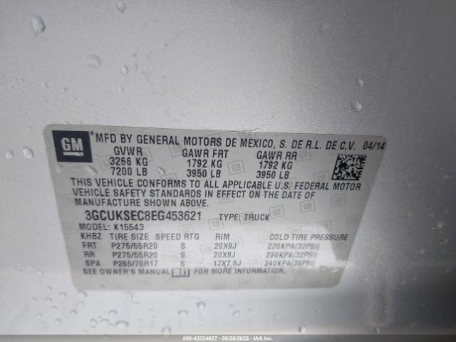 2014 CHEVROLET SILVERADO 1500 3GCUKSEC8EG453621 Photo 8