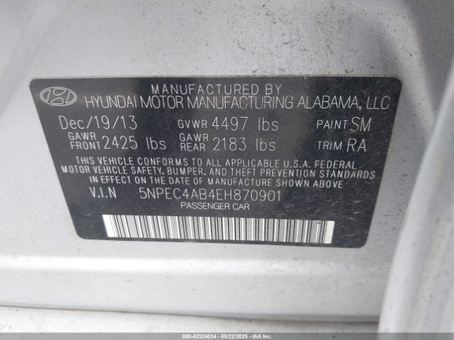 5NPEC4AB4EH870901 Hyundai Sonata Limited 2.0t