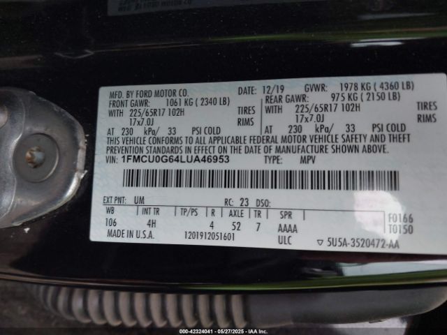 2020 FORD ESCAPE 1FMCU0G64LUA46953 Photo 8