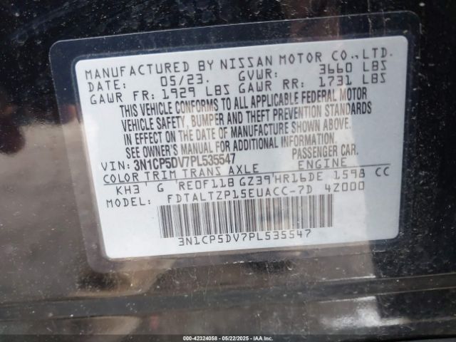 3N1CP5DV7PL535547 Nissan Kicks Sr Xtronic Cvt