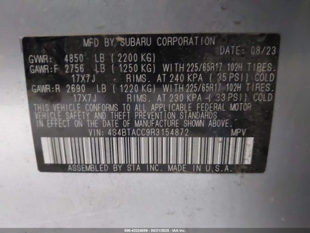 4S4BTACC9R3154872 Subaru na, u5