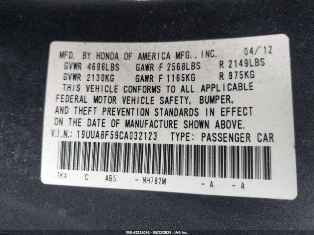 2012 ACURA TL 19UUA8F59CA032123 Photo 8