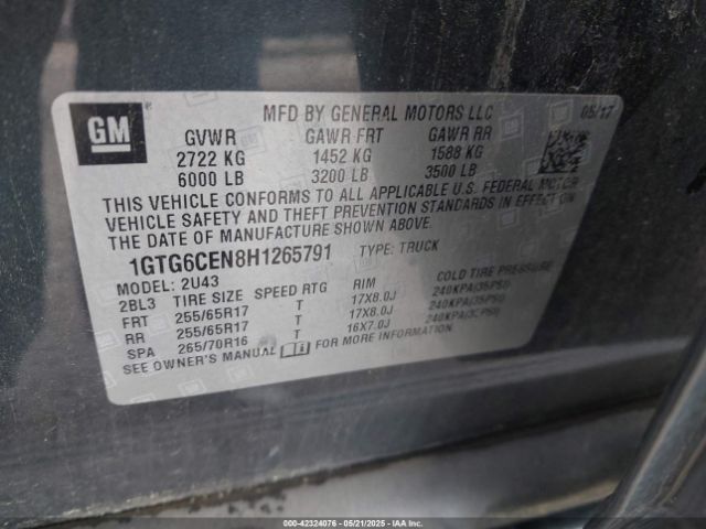 1GTG6CEN8H1265791 GMC CANYON SLE