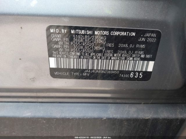 2022 MITSUBISHI OUTLANDER JA4J4UA89NZ069450 Photo 8