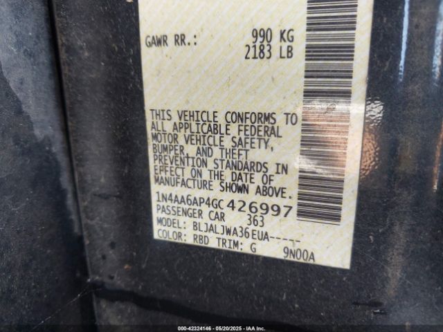1N4AA6AP4GC426997 Nissan Maxima 3.5 Sv
