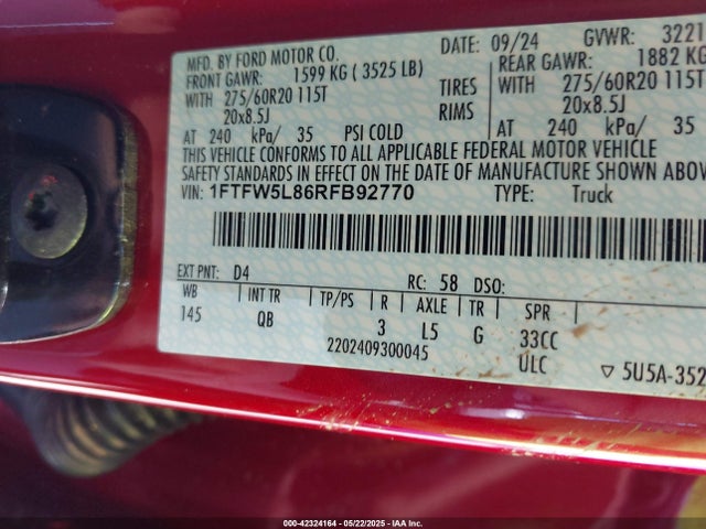 1FTFW5L86RFB92770 Ford gtdi
