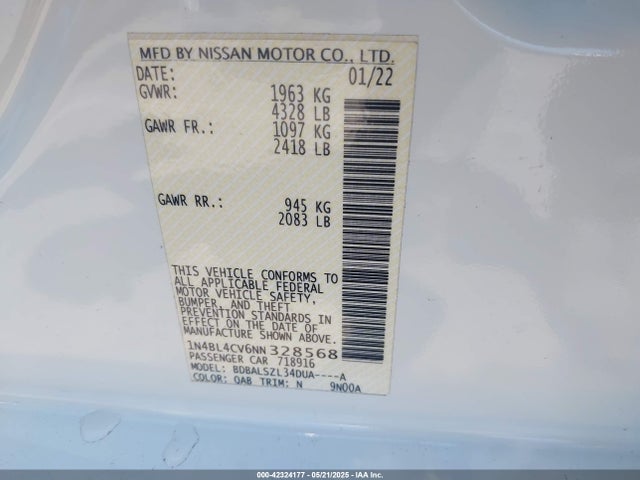 1N4BL4CV6NN328568 Nissan 2022