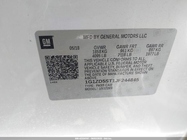 1G1ZD5ST1JF244845 Chevrolet lfv - direct injection, variable valve timing, gen 1