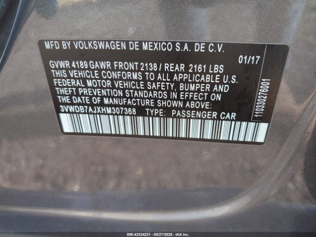 3VWDB7AJXHM307368 Volkswagen Jetta 1.4t Se