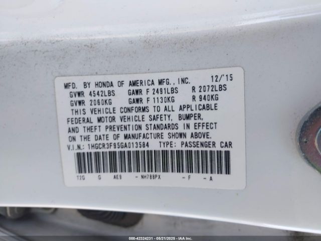 1HGCR3F95GA013584 Honda Accord Touring