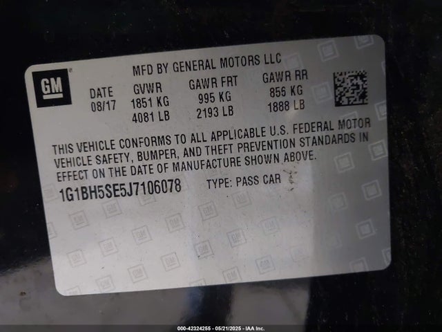 1G1BH5SE5J7106078 Chevrolet lh7 - urea, vgt, alum, cri
