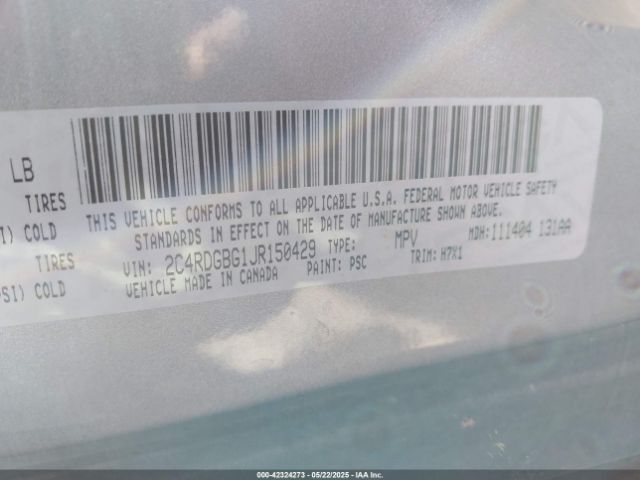 2C4RDGBG1JR150429 Dodge Grand Caravan Se