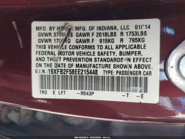 19XFB2F58EE215448 Honda Civic Lx