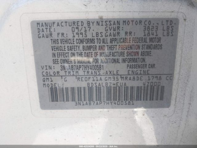 3N1AB7AP7HY400581 Nissan 2017