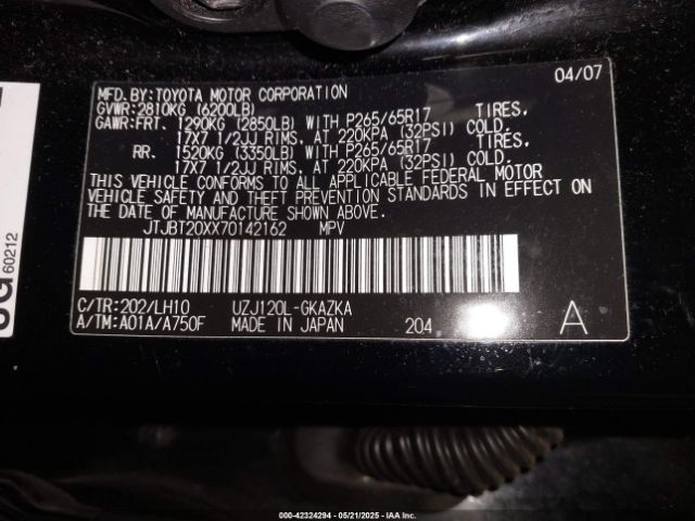 2007 LEXUS GX 470 JTJBT20XX70142162 Photo 8