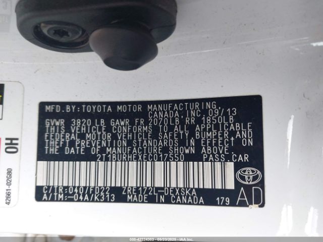 2T1BURHEXEC017550 Toyota Corolla L/le/le Plus/le Premium/s/s Plus/s Premium