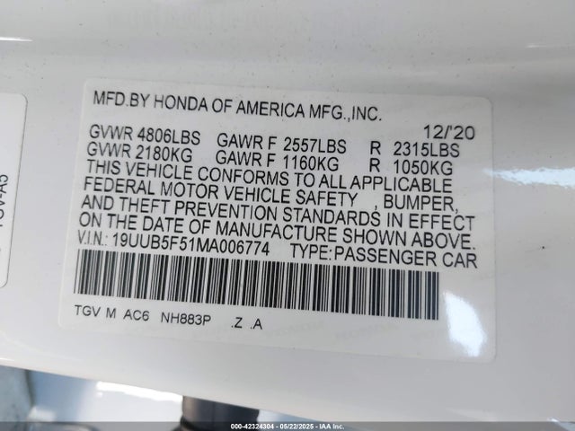 19UUB5F51MA006774 Acura k20c6