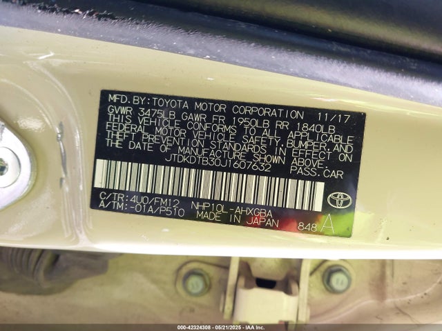 JTDKDTB30J1607632 Toyota 1nz-fxe+1lm