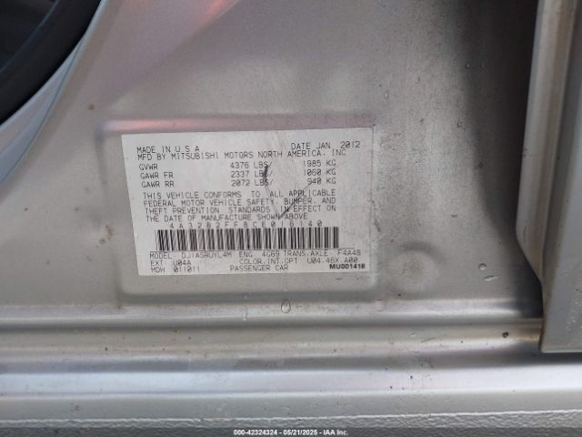 2012 MITSUBISHI GALANT 4A32B2FF8CE016140 Photo 8