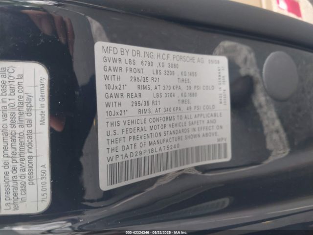 2008 PORSCHE CAYENNE WP1AD29P18LA75240 Photo 8