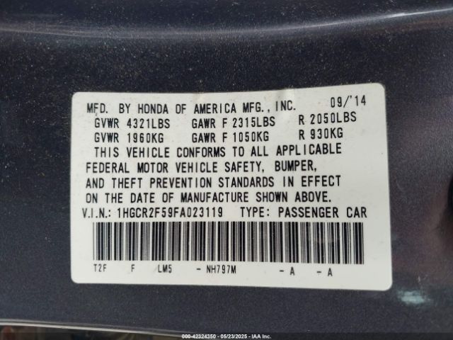 1HGCR2F59FA023119 Honda Accord Sport