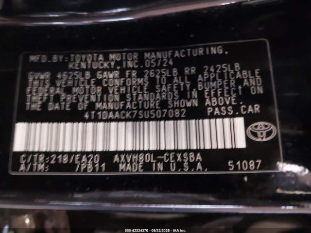 2025 TOYOTA CAMRY 4T1DAACK7SU507082 Photo 8