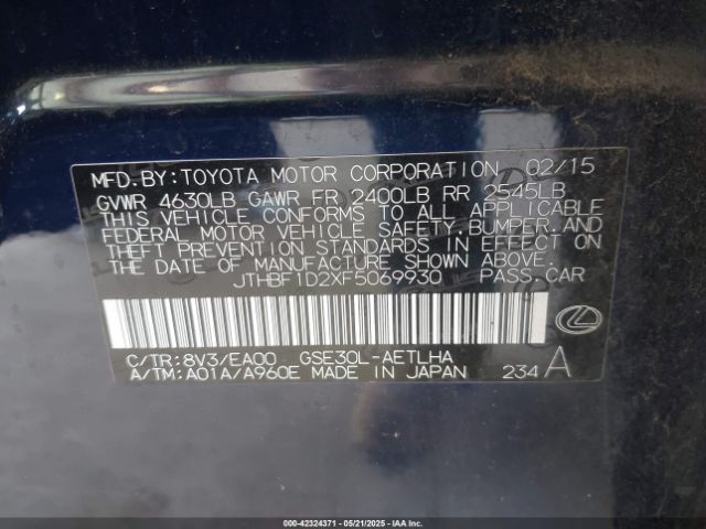 JTHBF1D2XF5069930 Lexus Is 250 Crafted Line
